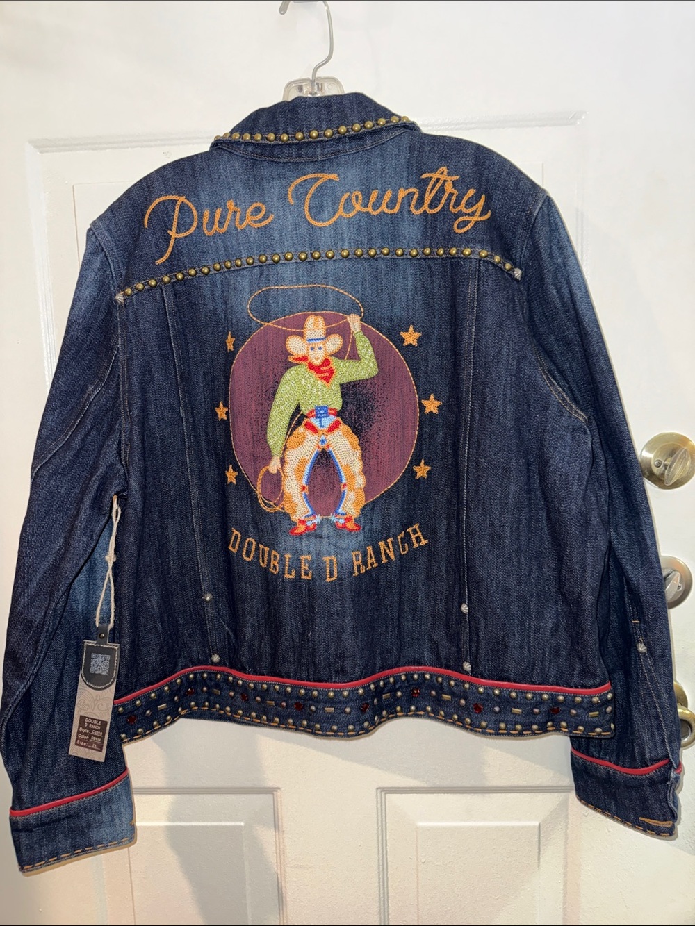 NWT Double D Ranch Dark Blue Embroidered 'Pure Country' Denim Jacket 2X